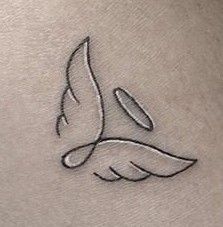 My tattoo..😇😍...angel tattoo, the most beautiful to me! 🙏 Grand Baby Tattoo Ideas, Mum Angel Tattoo, Angel Wings And Semicolon Tattoo, Christmas Angel Tattoo, Angel On Moon Tattoo, In Loving Memory Tattoos Husband, Earth Angel Tattoo, Small Tattoos Angel, Tattoos To Remember Loved Ones