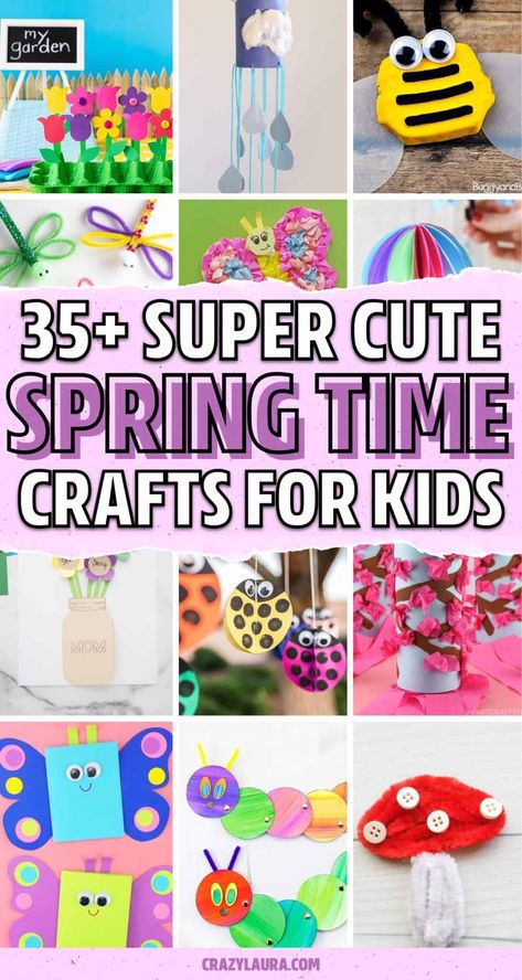 Looking for creative spring crafts to do with your kids this year? Check out these super cute activities that your whole family will love! Crafts With Yarn For Preschoolers, Spring Holidays Activities, April Arts And Crafts For Preschoolers, Spring Themed Crafts For Kids, Spring Prek Activities, Spring Time Crafts, March Crafts For Kids, Spring Toddler Crafts, Grandma Camp