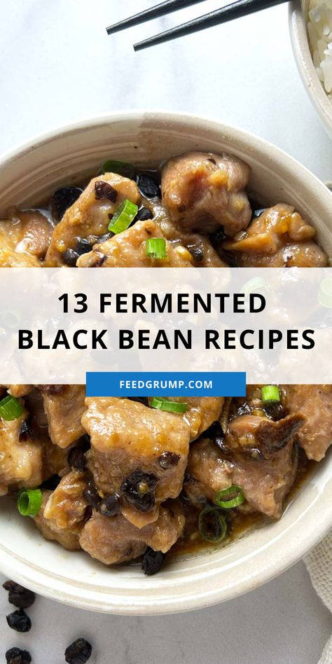 These Recipes with Fermented Black Beans are authentic and delicious! Learn how to use this savory and salty condiment in all your favorite dishes, including beef, pork, chicken, tofu, and vegetarian options. Fermented black beans are a common ingredient in many Chinese dishes. They're also known as salted black beans, fermented black soybeans, preserved black beans, or simply black beans. Try Recipes using Fermented Black Beans! Salted Black Beans Chinese Recipe, Fermented Black Bean Sauce, Fermented Black Beans Recipes, Black Bean Paste Recipe Korean, Black Soybean Recipes, Soybeans Recipe, Fermented Beans, Soybean Recipe, Protein Beans