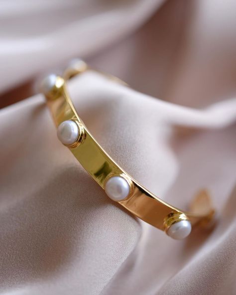 SOPHIE by SOPHIE on Instagram: “Funky pearl cuff! 🎀” Pearl Cuff, Pearl Bangle, Gold Bracelet, Bangles, Cuff, Gold, On Instagram, Quick Saves, Instagram