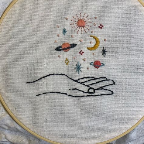 Stick and Stitch Embroidery Kit Celestial Stick on Modern - Etsy Australia Simple Moon Embroidery, Embroidery Moon Pattern, Noah Kahan Embroidery, Embroidery Celestial, Celestial Embroidery, Space Embroidery, Stick And Stitch Embroidery, Stars Embroidery, Bamboo Embroidery