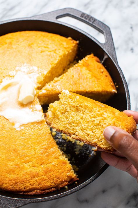 Buttermilk Skillet Cornbread Buttermilk Skillet Cornbread, Cornbread Sweet, Perfect Cornbread, Easy Cornbread Recipe, Leftover Cornbread, Best Cornbread Recipe, Simple Family Meals, Cornbread Easy, Skillet Cornbread