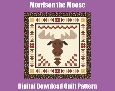 Digital Download quilt pattern from The Whimsical Workshop. Vogel Quilt, Moose Quilt, Etsy Patterns, Bird Quilt Blocks, Cottage Quilt, Cat Cuddle, Bird Quilt, Sewing Instructions, House Quilts