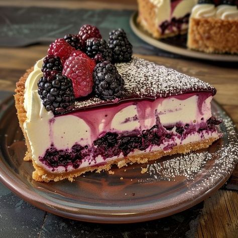 dishvariety | Blackberry Heaven Cheesecake | Facebook Cheesecake Ingredients, Blackberry Cheesecake, Lemon Cheesecake Recipes, Plate Ideas, Lemon Cheesecake, Graham Cracker Crumbs, Cooking Inspiration, Graham Cracker, Food Guide