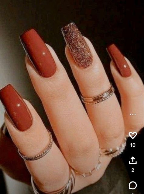 Terracotta Color Nails, Rust Gel Nails, Rust Colored Nails Designs, Rust Nails Acrylic, Terracota Nails Ideas, Rust Color Nails Designs, Rust Nail Color, Terracotta Nails Designs, Rust Colored Nails