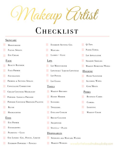 Makeup Artist Kit Checklist #makeupeasy Makeup Artist Kit Organization, Freelance Makeup Artist Kit, Makeup Artist Kit Essentials, Makeup Artist Studio, Make Up Diy, Make Up Kits, Kuas Makeup, Professional Makeup Kit, Make Up Studio