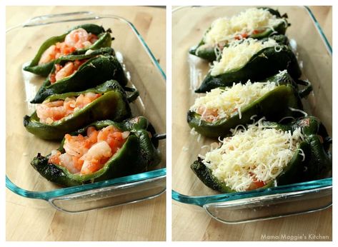 Grilled Chile Relleno, Chile Relleno With Shrimp, Shrimp Chili Relleno Recipe, Shrimp Stuffed Chile Rellenos, Shrimp Stuffed Poblano Pepper Recipes, Pablano Pepper Shrimp, Shrimp Poblano Peppers, Shrimp Chile Relleno Recipe, Shrimp Rellenos