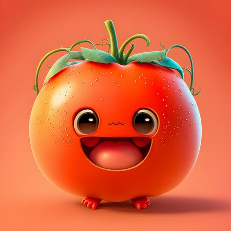 Tomato Animation, Kawaii Tomato, Tomato Cartoon, Tomato Illustration, Pregnant Horse, Italian Food Menu, Funny Vegetables, Cute Panda Cartoon, Panda Cartoon