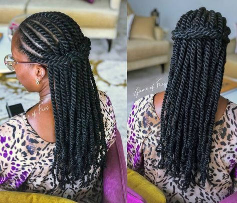 Flat Twist Feed In, Feed In Flat Twist Hairstyles, Flat Twists With Extensions, Feed In Flat Twist, Flat Twist With Extensions, Twist With Extensions, Styling Braids, Natural Locs, Flat Twist Hairstyles