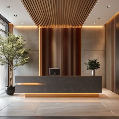 (1) Facebook Restaurant Foyer Entrance, Corporate Lobby Reception, Small Apartment Lobby Entrance, Hotel Reception Wall Design, High End Reception Desk, Front Lobby Ideas, C Suite Office, Moody Lobby Design, Modern Lobby Design Entrance