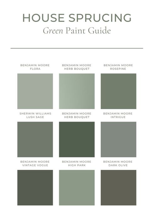 Our Favorite Green Paint Colors — House Sprucing Stucco Green Exterior Colors, Light Gray Green Exterior Paint Colors, Hunter Green Houses Exterior, Rustic Green Paint Colors, Green Wall Color Palette, Green Shutter Colors, Green Shed Colors, Neutral Green Paint Colors Living Rooms, Light Green House Exterior Paint Colors