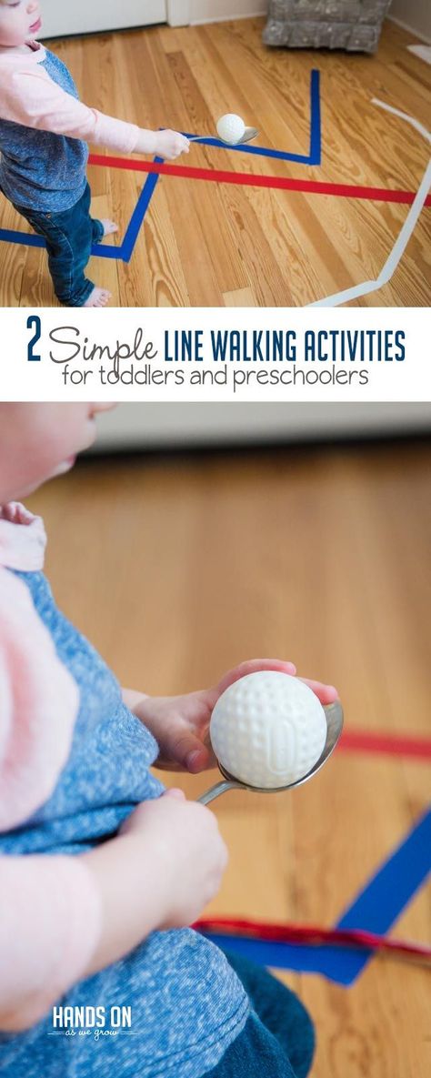 Two simple line walking activities for preschoolers and toddlers that will help practice balance and coordination! Easy set-up and directions! via @handsonaswegrow Preschool Movement Activities, Physical Activities For Toddlers, Walking Activities, Coordination Activities, Activity For Toddlers, Physical Activities For Kids, Activities For Preschoolers, Gross Motor Activities, Pool Noodle