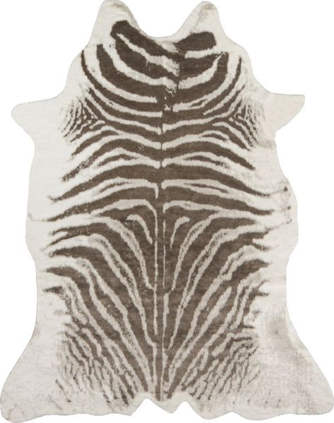 The safari style of this decorative area rug collection is artfully crafted with humane design in mind. An innovative pairing of acrylic and polyester fibers create the course impression of hair-on-hide, giving each animal print rug the look of leather with a totally touchable texture. The suede backing adds a supple finish to the underside of this decorative floorcovering, exhibiting exquisite attention to detail that's cosmopolitan, yet compassionate and cruelty-free. Zebra Hide Rug, Zebra Hide, Rug Backing, Momeni Rugs, Complimentary Color Scheme, Faux Cowhide, Erin Gates, Novelty Rugs, Area Rug Decor