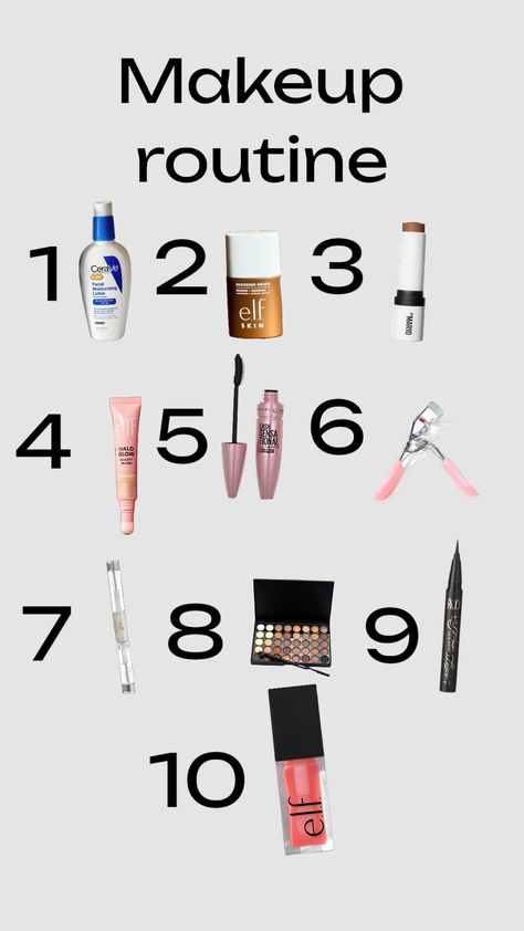 makeup routine! <3 Small Makeup Routine, Basic Makeup Routine, Base Makeup, Basic Makeup, Daily Makeup, Lashes Makeup, Makeup Routine, Glow Up?, Makeup Tips