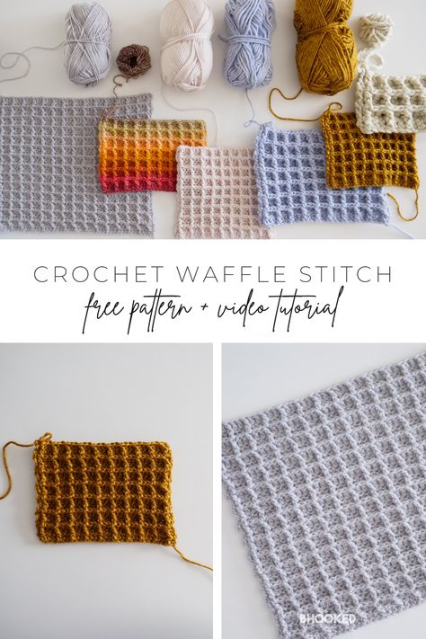 Pair it with a smooth or slightly textured yarn to see the pattern best, and choose a solid color, or a yarn with long sweeping color changes. #BHooked #Crochet #CrochetPattern #CrochetTutorial #HowToCrochet #CrochetProject Popcorn Stitch Crochet, Crochet Waffle, Crochet Waffle Stitch, Yarn Weights, Waffle Stitch, Textured Yarn, Double Crochet Stitch, Crochet Stitches Tutorial, Crochet Instructions