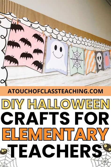 1st Grade Halloween Party Craft, Halloween In Kindergarten Classroom, Halloween Decorations For The Classroom, Halloween Classroom Party Decorations, Pastel Halloween Classroom, Halloween Craft Classroom, Classroom Halloween Party Decorations, Halloween Party Classroom Ideas, Halloween Party 2nd Grade