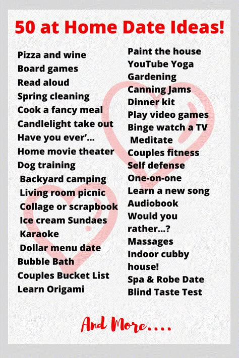 50 + Fun Stay at Home Date Night Ideas (That aren't a Movie!) Stay At Home Date Night, Home Dates, At Home Date Ideas, Home Date Ideas, At Home Date Night Ideas, Home Date Night Ideas, Night Jar, Date Night Ideas For Married Couples, Creative Date Night Ideas