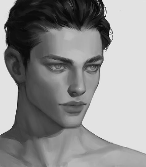 ArtStation - face practice Realistic Male Drawing, Men Reference Pose, Man Reference Pose, Digital Art Men, Face Drawing Realistic, Man Drawing Reference, Smirk Drawing, Man Portrait Drawing, Male Digital Art