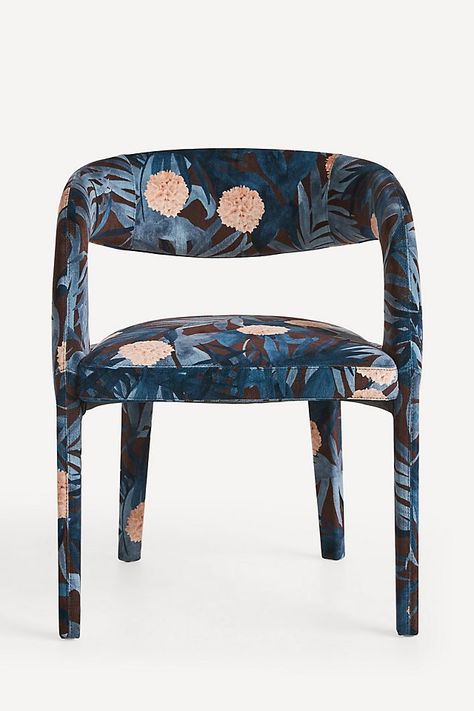 Frederica Velvet Hagen Dining Chair Patterned Dining Chairs, Colored Dining Chairs, Sculptural Chair, Blue Dining Chair, Leather Chaise, Bedroom Closet Design, Velvet Accent Chair, Home Styling, House And Home