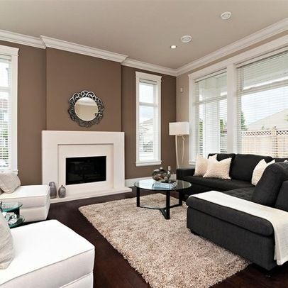 Queens Apartment, Brown Accent Wall, Chocolate Walls, Tan Walls, Brown Rooms, Brown Furniture, Trendy Living Rooms, Room Paint Colors, Brown Walls