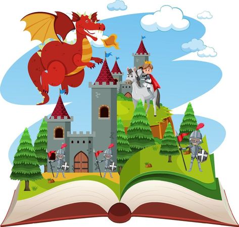 Dragons Images, Knights And Dragons, Dragon Images, Open Book, The Castle, Free Books, Knights, Vector Art, Vector Free