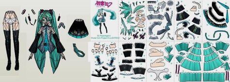 Hatsune Miku Paper Doll, Miku Paper Doll, Paper Crafts Anime, Crafts Anime, Anime Paper, Paper Doll Template, Pinterest Diy Crafts, Papercraft Templates, Seni Origami