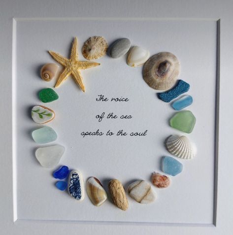 Sea Inspired Room Decor, Seashell Crafts For Boyfriend Gift Ideas, Sea Glass And Shell Art, Seaglass Decor, Shell Pictures, Seashell Art Diy, Starfish Art, Sea Glass Art Diy, Beach Themed Crafts