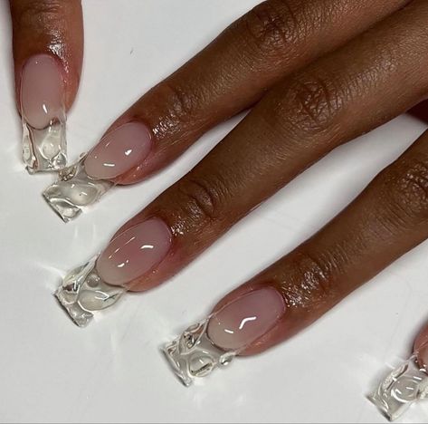 thenailconnection Work Nails, Dope Nail Designs, Classy Acrylic Nails, Short Square Acrylic Nails, Builder Gel, Pearl Nails, Unique Acrylic Nails, Bling Acrylic Nails, Short Acrylic Nails Designs