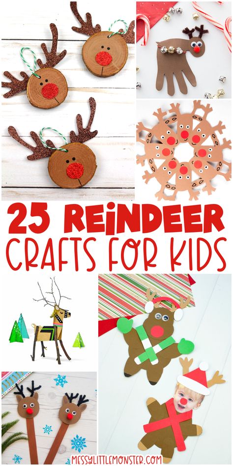 Reindeer craft ideas. Reindeer crafts for kids. Reindeer crafts for preschoolers Reindeer Crafts For Kids, Christmas Reindeer Craft, Kunst For Barn, Science Christmas, Rudolph Crafts, Reindeer Crafts, Ren Geyiği, Reindeer Handprint, Christmas Sensory