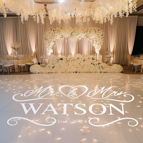 Mr and Mrs Wedding Dance Floor Decal Personalized Wedding Monogram for Dance Floor or Reception Rustic Style Decor Wedding Decorations - Etsy Wedding Fancy Decoration, Wedding Ideas Inside Receptions, Classy Glam Wedding, Wedding Gold Decorations, Dance Floor Decal Wedding, Dance Floor Wedding Decor, Wedding Revenues, Wedding Ideas Reception Decoration, Wedding Venues Indoor Receptions