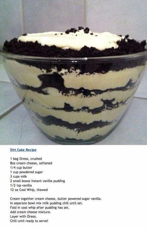 Cake With Oreos, Dirt Cake Recipes, Dirt Pudding, Oreo Dirt, Oreo Desserts, Dirt Cake, Stick Butter, Trifle Desserts, Oreo Recipes