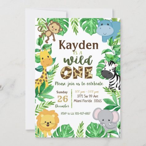 Animals Birthday Party, Safari Invitations, Safari Animals Birthday, Wild Birthday Party, Wild One Birthday Invitations, Animal Birthday Invitation, Jungle Birthday Party, Wild One Birthday Party, 1st Birthday Party Invitations