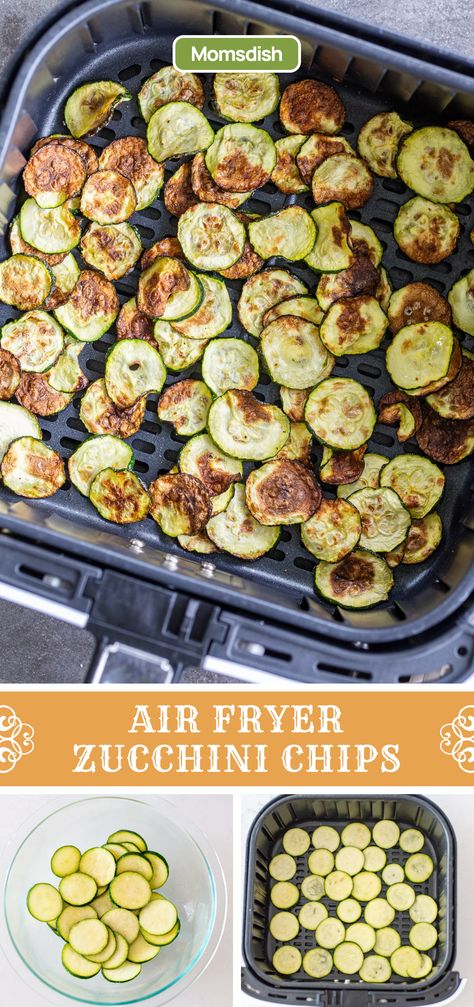 Air Fryer Zucchini Chips are the perfect healthy side or snack. With no breading required, these chips pack all the flavor! Chips Air Fryer, Air Fryer Zucchini Chips, Air Fryer Potato Chips, Parmesan Zucchini Chips, Quick Dinner Options, Zucchini Chips Recipe, Air Fryer Zucchini, Recipes Vegetables, Avocado Spread