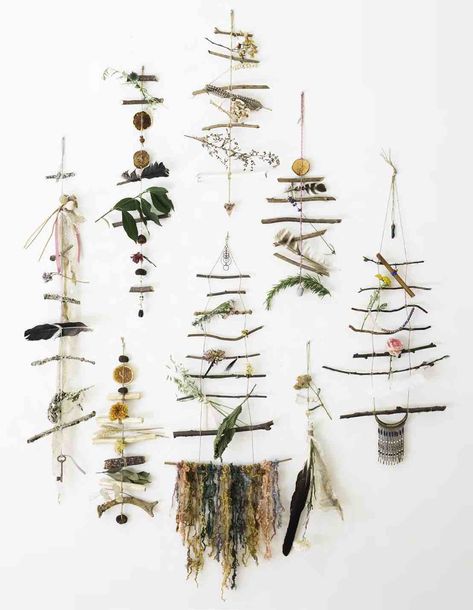 witchesladder Witchy Wall Hanging Diy, Nature Witch Crafts, How To Make A Witches Ladder, Crafts With Branches And Twigs, Witchy Bohemian Decor, Witchy Curtain Ideas, Witch's Ladder Diy, Witches Ladder Spell, Witch Ladder How To Make A