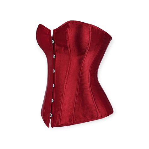 Create the perfect silhouette with one of our amazing corsets! Our overbust corsets are made with a blend of polyester, spandex, and satin, with plastic boning and a dual closure of hooks and lace-up. Drag queens rave about our corsets - get yours today! Materials: Polyester, spandex, satin Bone material: Plastic Closure: Hooks, Lace-up IMPORTANT: Please, measure yourself and check the size chart before placing your order. Select the size according to your natural waistline measurement. If you'r Corset Rojo Outfit, Dark Red Corset, Red Corset Outfit, Red Bustier Top, Red Satin Corset, Red Corset Top, Velvet Corset, Pretty Halloween Costumes, Corset Outfit