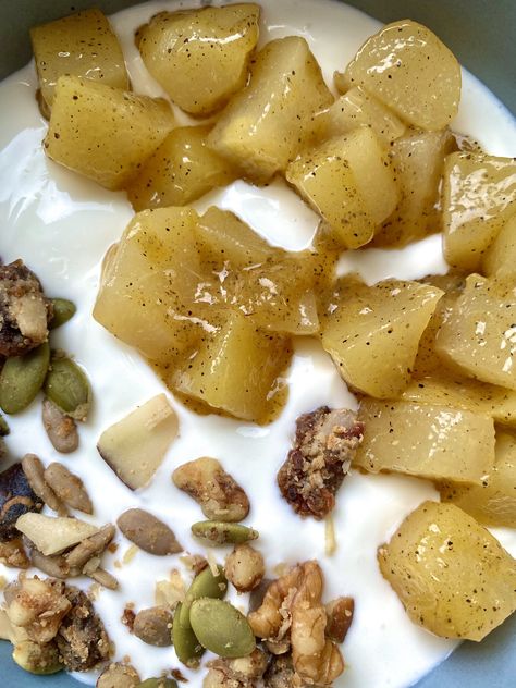 Fall Cardamom Pear Compote- No Sugar Added! — The Dish Nutrition Asian Pear Recipes, Pear Cardamom, Pear Compote, Cardamom Recipe, Eat More Fruit, Fruit Sauces, Ice Cream Yogurt, Compote Recipe, Roasted Pear