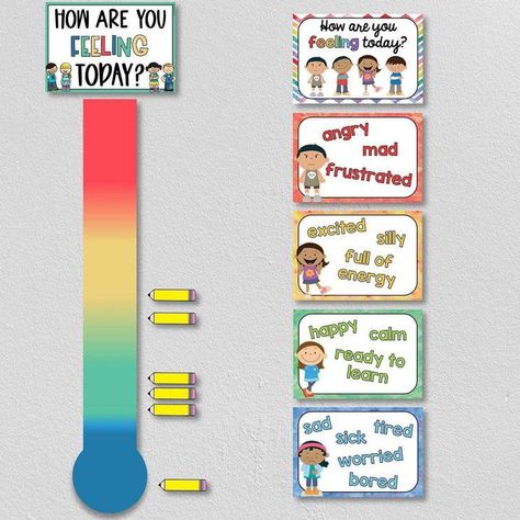 Emotional Thermometer, Life Skills Lessons, Miss D, Class Decoration, Classroom Design, Classroom Displays, Feelings And Emotions, Classroom Management, Check In