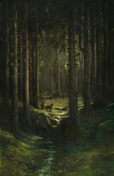 Deer in a Pine Forest (Vosges), ca. 1865 by Gustave Doré - Paper Print - Carnegie Museum of Art - Custom Prints and Framing 숲 사진, Forest Drawing, Carnegie Museum Of Art, Gustave Dore, Forest Illustration, Fantasy Forest, Forest Painting, Arte Obscura, Forest Art