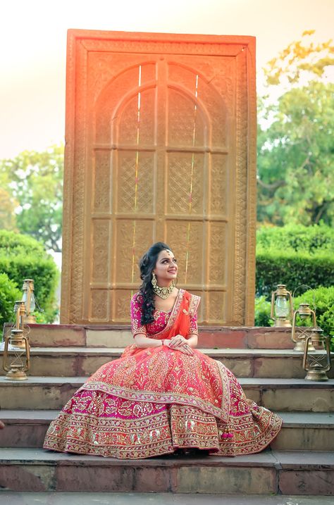 dipak studios Pink Bridal Lehenga, Orange Lehenga, Bridal Lehenga Collection, Indian Bridal Lehenga, Bridal Lehenga Red, Choli Designs, Pink Lehenga, Indian Bridal Dress, Indian Bridal Wear