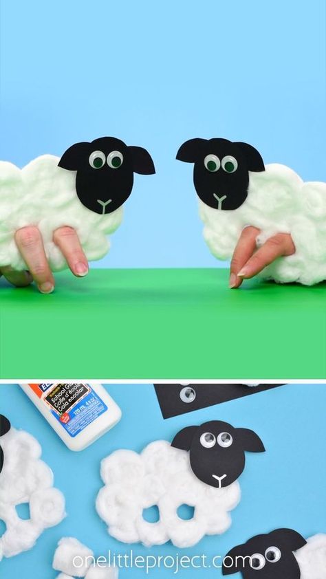 Simple Diy Crafts For Kids, Flower Wall Decor Ideas, Cotton Ball Sheep, Sheep Puppet, Simple Diy Crafts, Sheep Craft, Lamb Craft, Sunday School Projects, Farm Animal Crafts