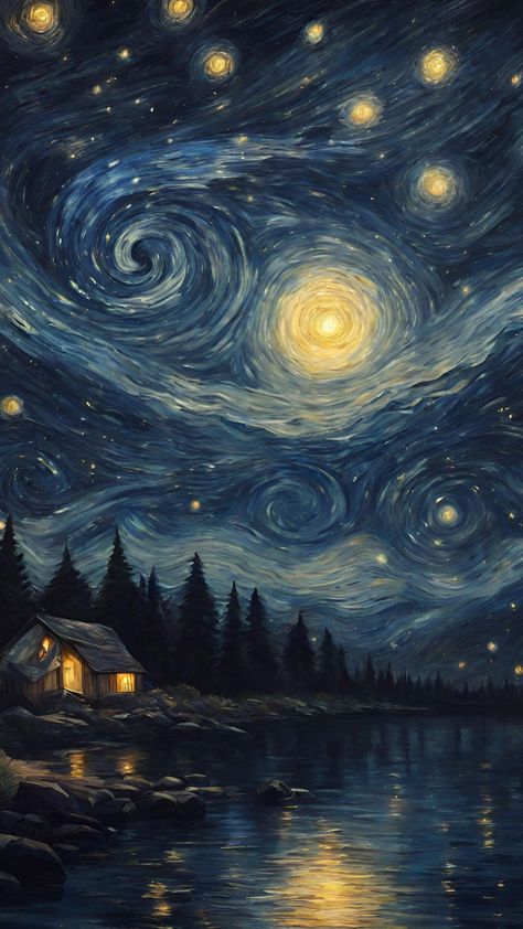 Vincent van Gogh like | Art | Sun | Fantasy | Post-Impressionism | Beautiful | Inspiring | Stars | Night | Van Gogh Original Paintings, Stary Stary Night Van Gogh, Night Sky Impressionism, Stary Night Wallpaper Vincent Van Gogh, Starry Night Wallpaper Van Gogh, Stary Night Wallpaper 4k, Starry Night Van Gogh Original, Star Night Van Gogh, Stary Nights Paintings