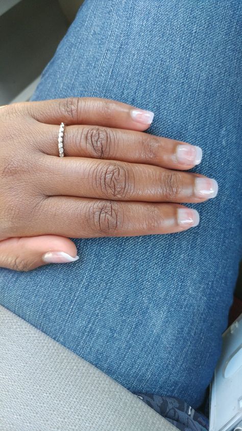 Clear acrylic nails Acrylic With Clear Polish, Clear Polish Manicure, Clear Nail Polish Natural, Clear Glossy Nails, Clear Gel Nails Natural Short, Clear Short Nails, Clear Coat Nails, Short Clear Acrylic Nails, Clear Nails Short