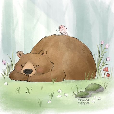 Bear Character Design, Sleeping Drawing, Sleepy Animals, Mary Art, Sleepy Bear, Sleeping Animals, Bear Paintings, Bear Character, Bear Drawing