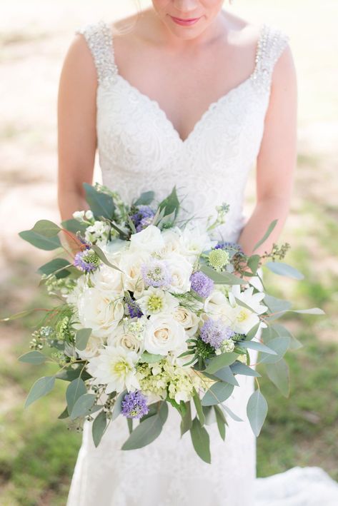 Bride Bouquet Inspiration // A Classic Southern Purple Cascading Wedding Bouquets Lavender, White Bouquet With Purple Accents, Sage Green And Lavender Wedding Flowers, White And Purple Bridal Bouquet, Purple White Wedding Bouquet, Lilac Wedding Florals, Wisteria Wedding Bouquet, White And Purple Bouquet, Lilac Bridal Bouquet