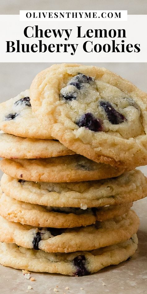 Blueberry Cookies Recipes, Lemon Blueberry Cookies, Cookies Soft And Chewy, Blueberry Cookies, Cookies Soft, Blueberry Recipes, Baking Sweets, Lemon Recipes, Lemon Blueberry