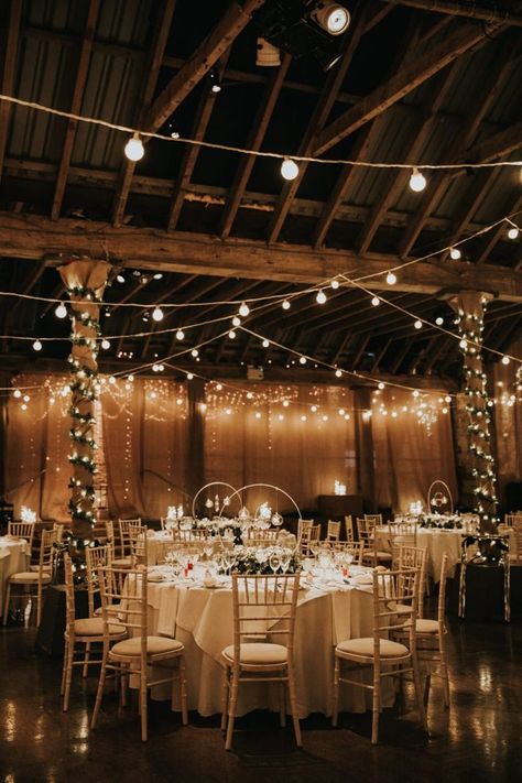 Fairy Lights Decoration, Green White Wedding, Fairy Lights Wedding, White Weddings Reception, Fairy Lights Decor, Lights Decoration, Barn Wedding Reception, Lights Wedding, Dream Wedding Venues