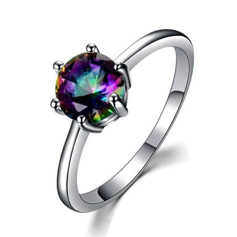 Mystic Topaz Gemstone In A 925 Sterling Silver Filled Sizes: 6-10 Approx. Dimensions: .19” Stamped 925 Materials: Lab-Created Gemstone, Metal Alloy, 925 Sterling Silver New / Never Worn Style: Boho, Ethnic, Beauty, Party, Gift Country/Region Of Manufacture: India Crystal Engagement Rings, Mystic Topaz Ring, Rainbow Wedding, Silver Wedding Jewelry, Casual Jewelry, Silver Wedding Rings, Rainbow Crystal, Mystic Topaz, Men's Jewelry Rings