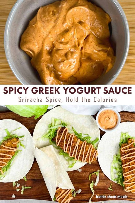 Discover a healthier way to satisfy your spicy cravings with this Greek yogurt sauce! 🥒 Packed with protein-rich yogurt and infused with fiery sriracha, it's the perfect blend of creamy and spicy. 🔥 Drizzle over grilled or baked chicken or your favorite tacos for a flavor-packed meal that's low in calories but high in taste. 😋 This versatile sauce also doubles as a zesty dip or spread. 🥗 Whip it up in minutes for a quick and easy way to add a kick to your dishes! 💪 #healthyspicysauce Spicy Yogurt Dip, Greek Yogurt Sauce For Tacos, Yogurt Sauce For Tacos, Spicy Greek Sauce, Greek Yogurt Dip For Chicken, Greek Yogurt Sauce For Chicken, Spicy Cravings, Low Calorie Condiments, Greek Yogurt Dipping Sauce