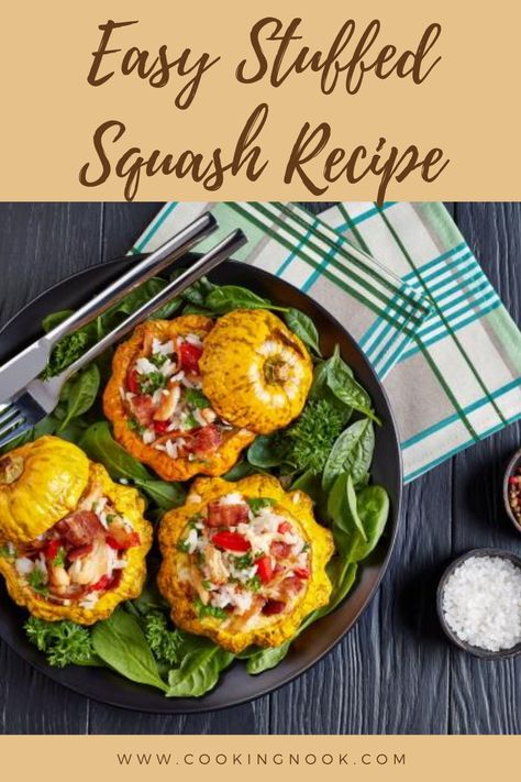 Delicious stuffed pattypan squash (or use your favorite squash). Stuffed Scallop Squash, Stuffed Pattypan Squash Recipes, Pineapple Squash Recipe, Scallopini Squash Recipes, Peter Pan Squash Recipes, Tatume Squash Recipes, Pattypan Recipes, Scalloped Squash Recipes, Stuffed Buttercup Squash Recipe