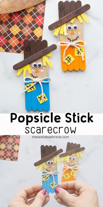 Preschool Popsicle, Popsicle Stick Scarecrow, Halloweenpyssel Barn, Halloween Crafts For Kids To Make, Easy Craft For Kids, Scarecrow Crafts, Halloween Crafts For Toddlers, Fun Fall Crafts, Popsicle Crafts